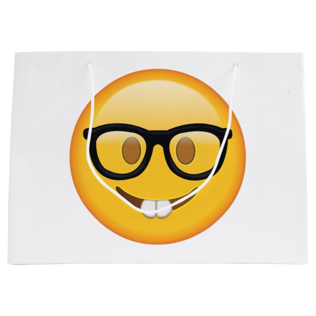 Sacola Para Presentes Grande Nerd com Óculos - Emoji (Frente)