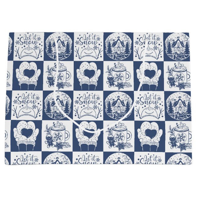 Sacola Para Presentes Grande Neve de inverno (Frente)