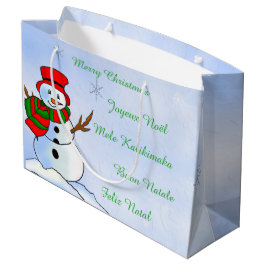 Sacola Para Presentes Grande Neve personalizável com flocos de neve
