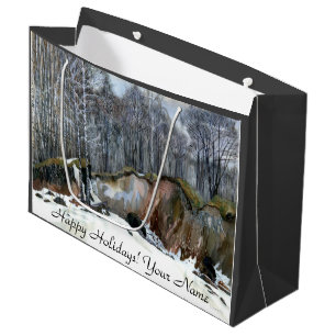 Sacola Para Presentes Grande Neve     ravinepainting aquarela