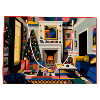 Sacola Para Presentes Grande New Wave 1980s Pop Art Christmas