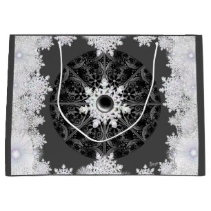 Sacola Para Presentes Grande Nexo preto de rendas cerâmicas e floco de neve