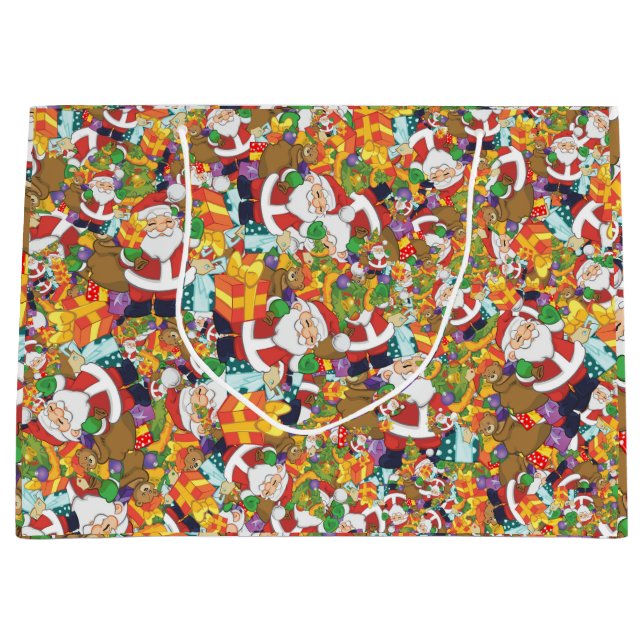 Sacola Para Presentes Grande Nick Papai Noel dá presentes no Natal (Frente)