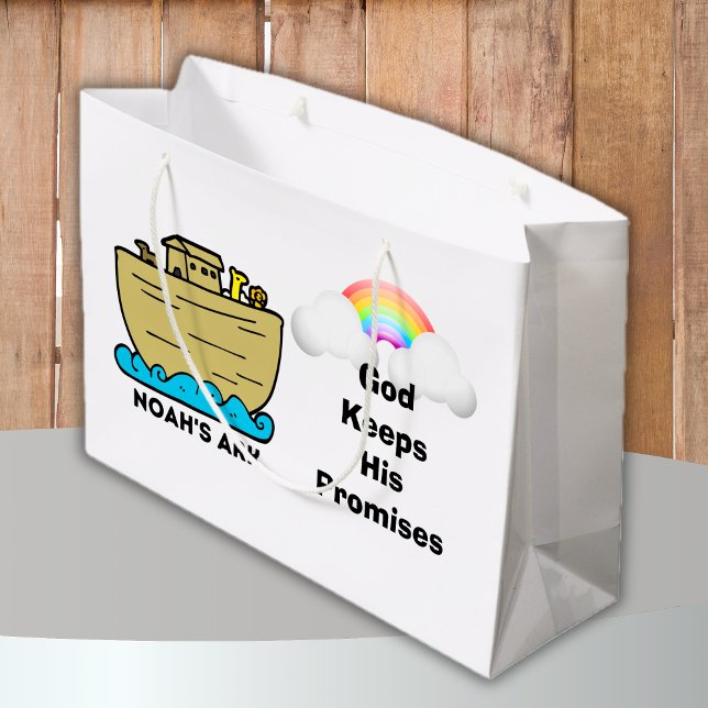 Sacola Para Presentes Grande Noah's Ark Rainbow God's Promises (Noah's Ark Rainbow God's Promises Large Gift Bag)