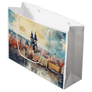 Sacola Para Presentes Grande Noite de Praga na República Checa
