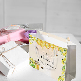 Sacola Para Presentes Grande Noiva abelha abelhas enxame mel amarelo nome flora