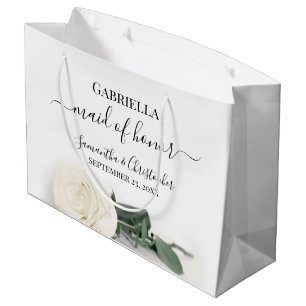 Sacola Para Presentes Grande Noiva Rosa Branca Marfim Elegante Casamento