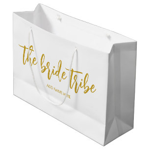 Sacola Para Presentes Grande Noiva Tribo Casamento Dourado Branco Personalizado
