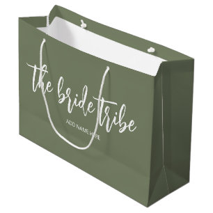 Sacola Para Presentes Grande Noiva Tribo Oliva Verde Casamento Personalizado