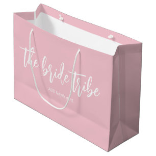 Sacola Para Presentes Grande Noiva Tribo Rosa Bege Casamento Personalizado