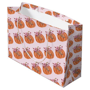 Sacola Para Presentes Grande Noivado bonito Pumpkin Floral Girly Pink