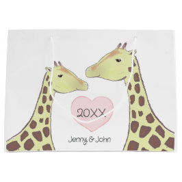 Sacola Para Presentes Grande Noivado/ Casamento de Casal Giraffe
