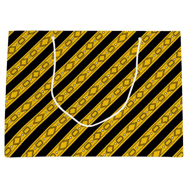 Sacola Para Presentes Grande Noivado Dourado e Negro Elegante (Frente)