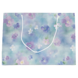 Sacola Para Presentes Grande Noivado Floral Branco Lavanda Roxa Romântico