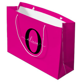 Sacola Para Presentes Grande Nome com Letra Inicial Personalizada Rosa Preto Br