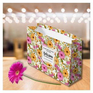 Sacola Para Presentes Grande Nome da empresa Amarelo amarelo moderno Floral