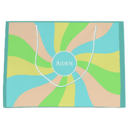 Sacola Para Presentes Grande Nome de criança de padrão caprichoso de cor pastel