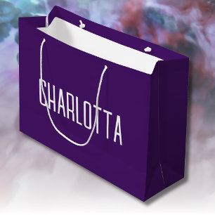 Sacola Para Presentes Grande Nome de Na moda Elegante Simples Roxo