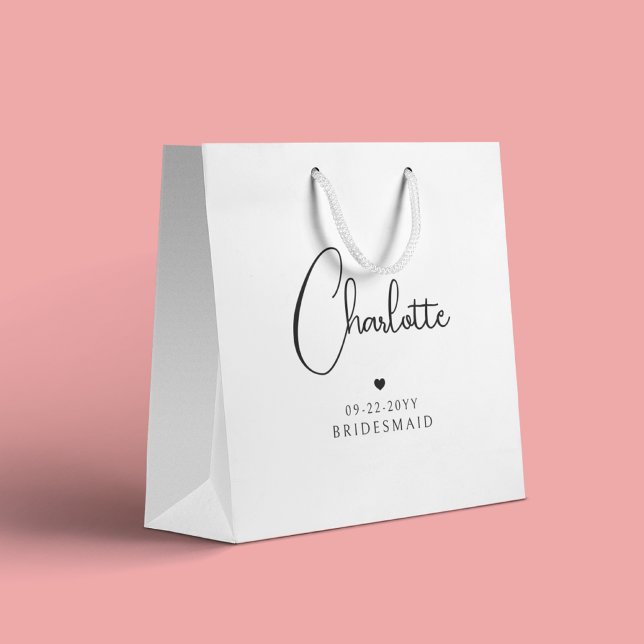 Sacola Para Presentes Grande Nome de Script Moderno Simples de Casamento de Bri (Criador carregado)