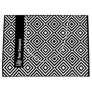 Sacola Para Presentes Grande Nome do logotipo da empresa Padrão preto e branco