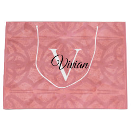 Sacola Para Presentes Grande Nome do Monograma de Aquarela Rosa Ruddy