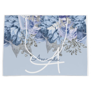 Sacola Para Presentes Grande Nome do Monograma Favor do Bridal Casamento Azul F