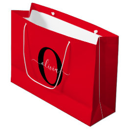 Sacola Para Presentes Grande Nome do Script Monograma Personalizado Branco Pret