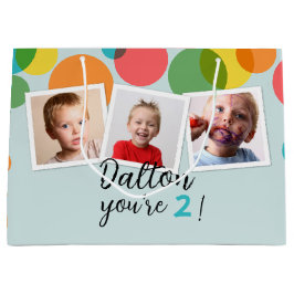 Sacola Para Presentes Grande Nome e Fotografias Meninos Aniversário Personaliza