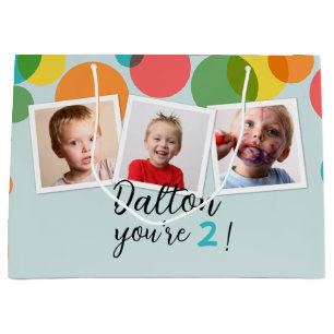 Sacola Para Presentes Grande Nome e Fotografias Meninos Aniversário Personaliza