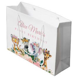 Sacola Para Presentes Grande Nome Personalizado Aquarela Animal de Safari Anive