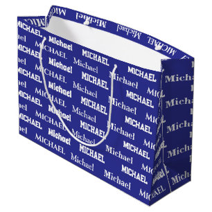Sacola Para Presentes Grande Nome Personalizado Azul Aniversário Menino Persona