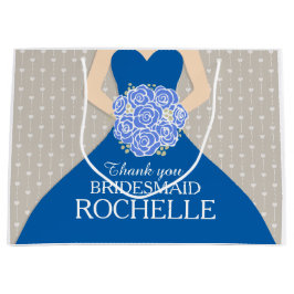 Sacola Para Presentes Grande Nome personalizado Bridesmaid vestido azul