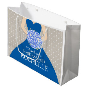 Sacola Para Presentes Grande Nome personalizado Bridesmaid vestido azul