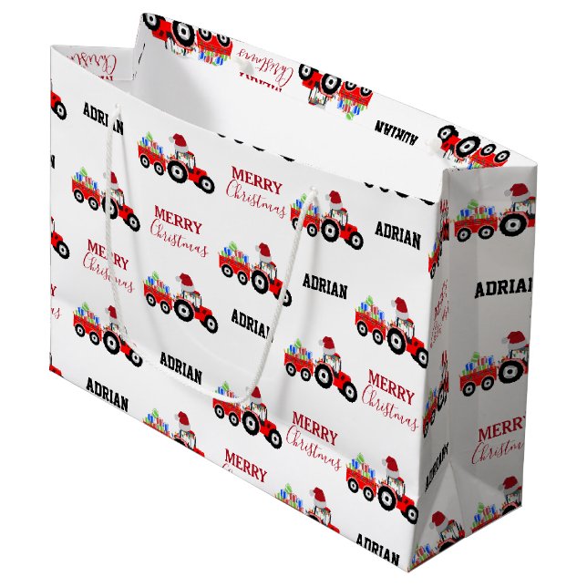 Sacola Para Presentes Grande Nome Personalizado da Fazenda de Caminhão do Trato (Frente inclinada)