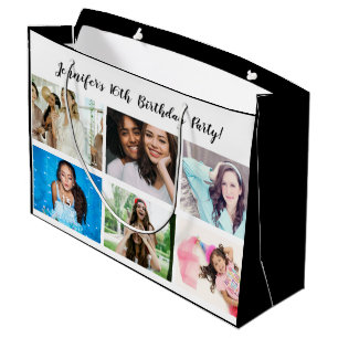 Sacola Para Presentes Grande Nome Personalizado de Colagem de Fotografias Perso