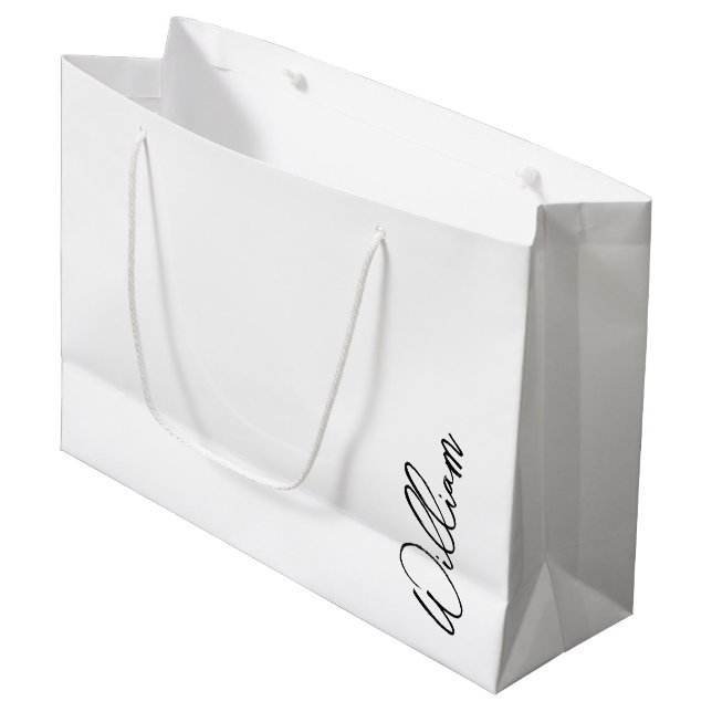 Sacola Para Presentes Grande Nome Personalizado de Script Moderno (Frente inclinada)