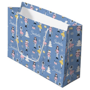 Sacola Para Presentes Grande Nome Personalizado do Invólucro Azul Natal