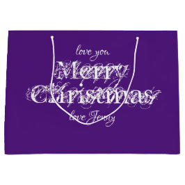 Sacola Para Presentes Grande Nome Personalizado do Natal Moderno Legal Roxo