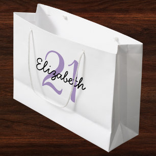 Sacola Para Presentes Grande Nome Personalizado e Idade Aniversário