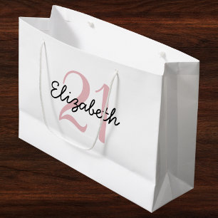 Sacola Para Presentes Grande Nome Personalizado e Idade Aniversário