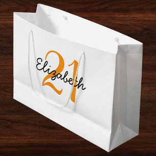 Sacola Para Presentes Grande Nome Personalizado e Idade Aniversário