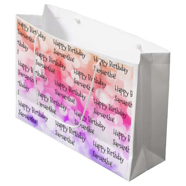 Sacola Para Presentes Grande Nome Personalizado Feliz Aniversário Divertido Col (Frente inclinada)