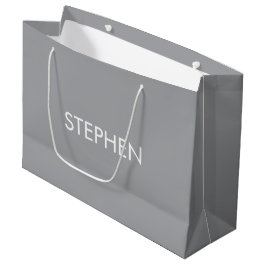 Sacola Para Presentes Grande Nome personalizado minimalista cinza