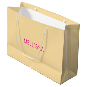 Sacola Para Presentes Grande Nome personalizado minimalista creme