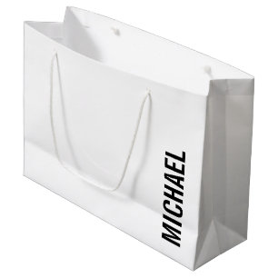 Sacola Para Presentes Grande Nome Personalizado Mínimo Moderno