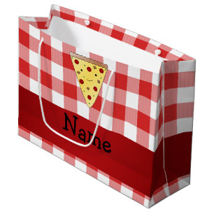 Sacola Para Presentes Grande Nome personalizado pizza vermelha