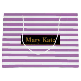 Sacola Para Presentes Grande Nome Personalizado Rotas Roxas/Brancas