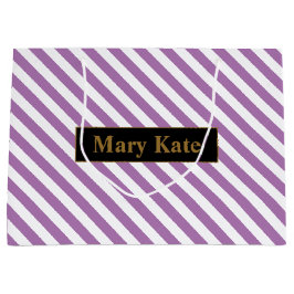 Sacola Para Presentes Grande Nome Personalizado Rotas Roxas/Brancas