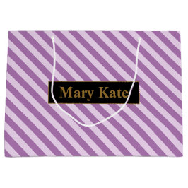 Sacola Para Presentes Grande Nome Personalizado - Stripes Roxas