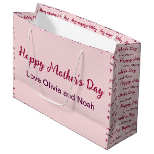 Sacola Para Presentes Grande Nome Rosa Pálido do Script de Dia de as mães Feliz